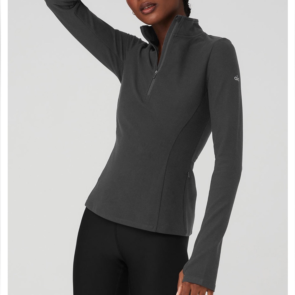 ALO Yoga Grey Long Sleeve 1/2 zip Top